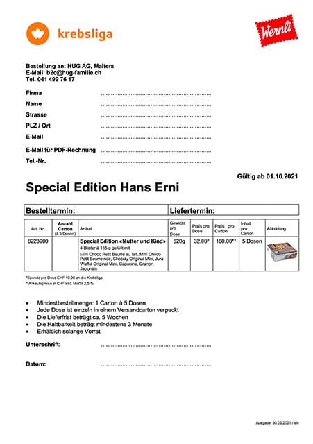 Special Edition Hans Erni bestellen und spenden
