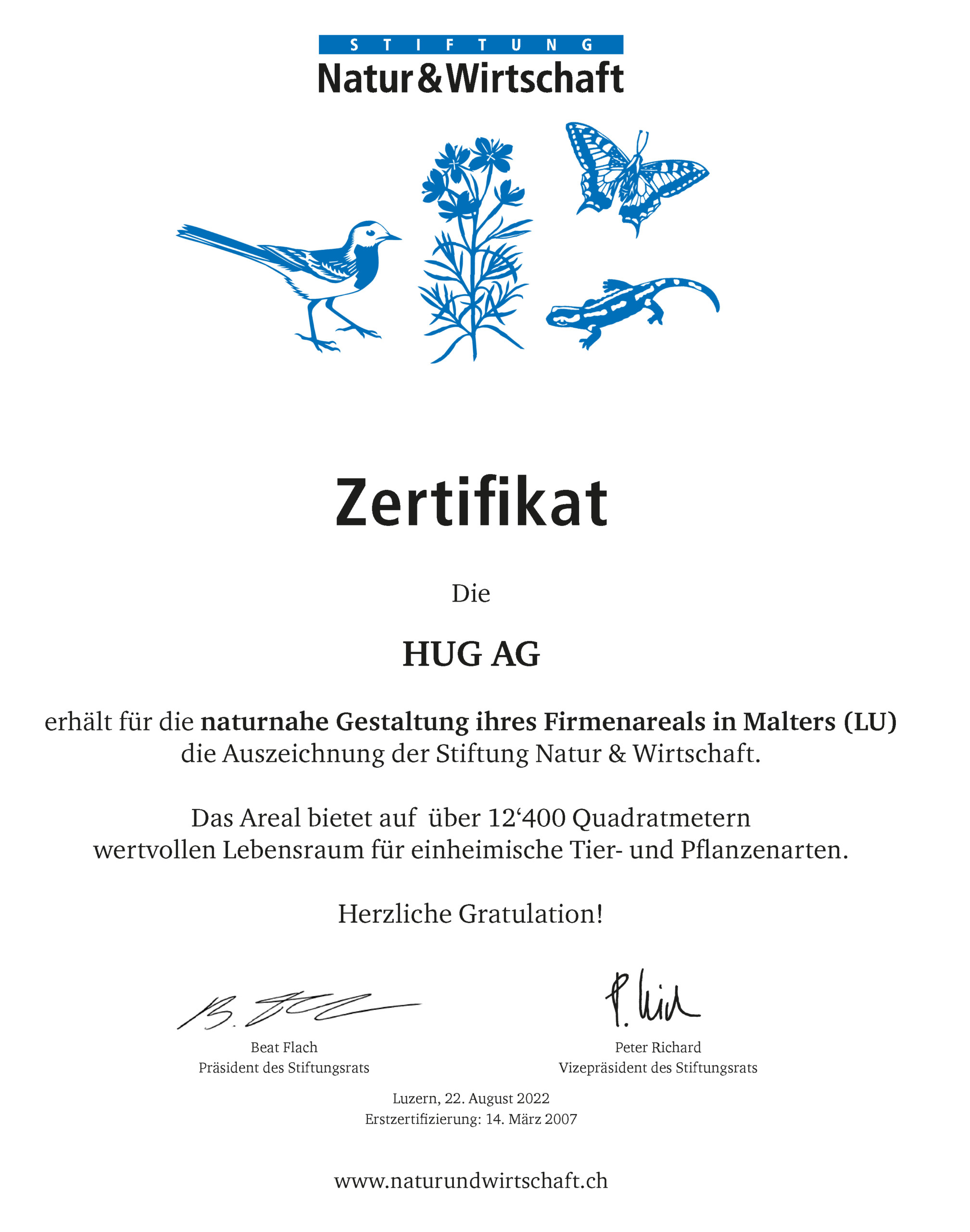 Certificate by «Nature and economy»