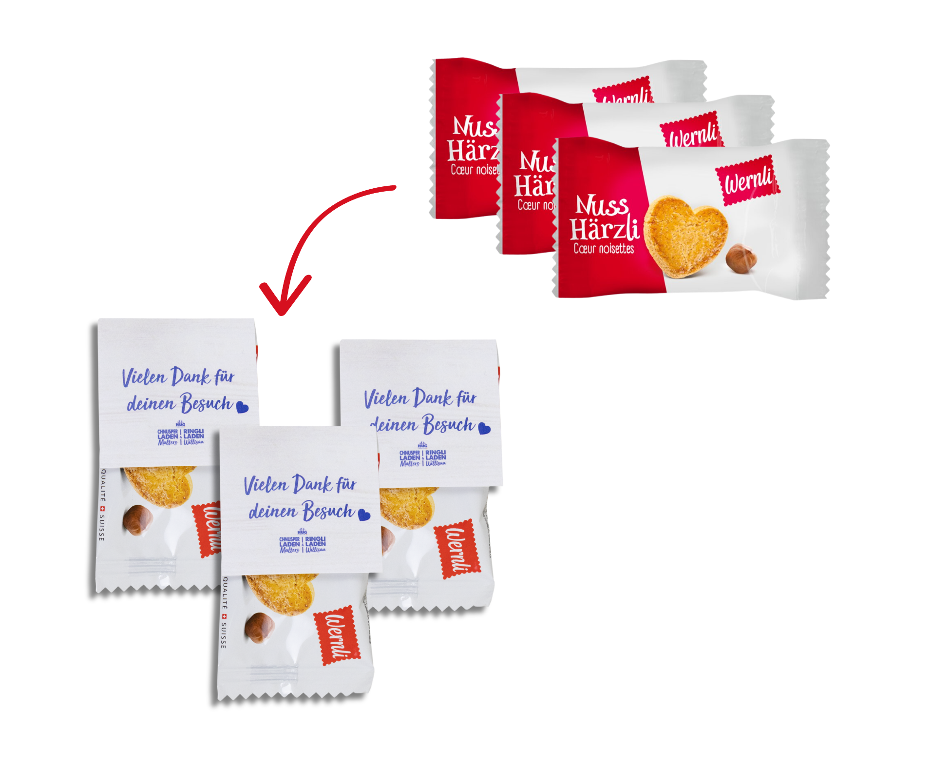 einzelverpackte Wernli Guetzli personalisiert